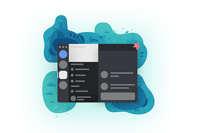 A simplified Discord, ocean themed. discord figma graphic design illustration ocean simplification vector