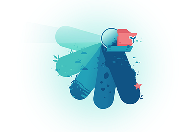 A submarine in an ocean, simplified. clean detail figma graphic design illustration ocean simplified simplistic