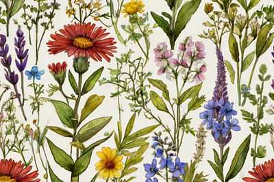 Wildflowers Watercolor Wild Botany branding design graphic design illustration