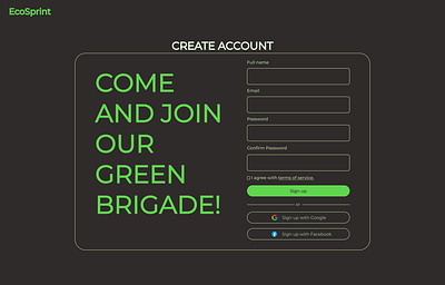 EcoSprint - SignUp - DailyUI dailyui signup ui ux