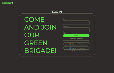 EcoSprint - Login- DailyUI dailyui login signin ui ux