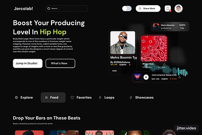 Jorcolab music licensing platform where recording artists collab beat beatstars branding dashboard deezer graphic design hip hop media minimal mtv music pop rap soundcloud spotify typography ui ux vector web