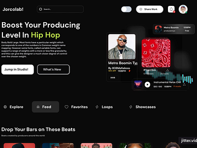 Jorcolab music licensing platform where recording artists collab beat beatstars branding dashboard deezer graphic design hip hop media minimal mtv music pop rap soundcloud spotify typography ui ux vector web