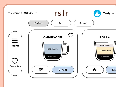 Minimalistic Coffee Maker Interface Wireframe branding coffee maker home appliance iot minimalistic simple ui wireframe