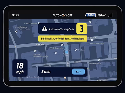 E-Bike Interface Interactions animation e bike hierarchy interaction design interface design ui