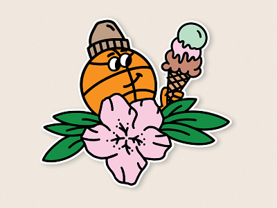 Summer Mascot basketball branding flower hoops ice cream logo mascot summer