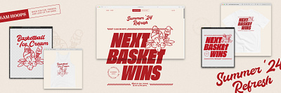 Summer Refresh apparel design basketball branding hoops ice cream identity mascot merch red summer web desin