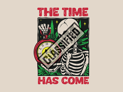 Skeleton Time - Illustration ( For Sale ) acid app app design bone bones branding come cool design dope graphic design illustration leaf logo skeleton skull time ui vector watch