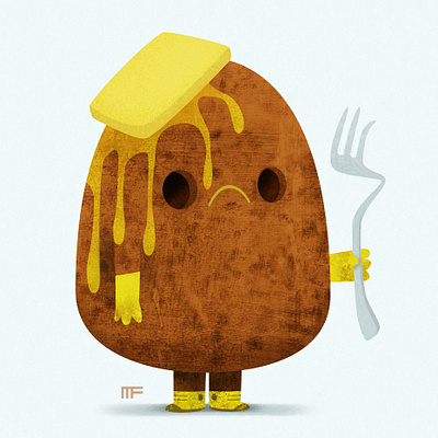The Unbearable Butter of Being branding butter character design chibi cute design illustration kawaii potato sadness spud tweedlebop ui
