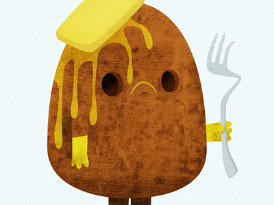 The Unbearable Butter of Being branding butter character design chibi cute design illustration kawaii potato sadness spud tweedlebop ui