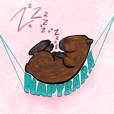 Napybara capybara color digital illustration lettering nap procreate sleepy