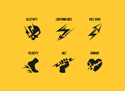 Electric skill icons for the game abilities ability action arrows dash flat games graphic design icons lightning logo skills ui video game volt