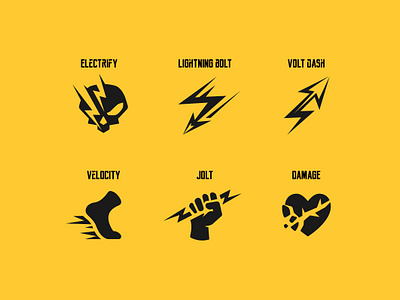 Electric skill icons for the game abilities ability action arrows dash flat games graphic design icons lightning logo skills ui video game volt