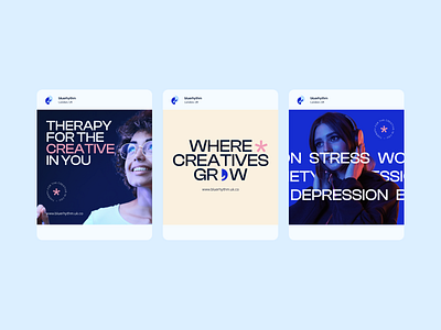 Blue Rhythm - Social Media Design ad design blue branding clean creative design healthcare instagram post layout linkedin post logo modern simple social media typography warm