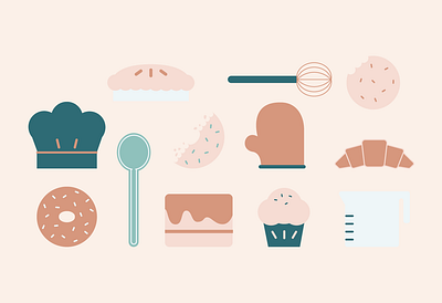 Bakery icons 🧁🥣😋 bakery design branding digital art digital illustration food design graphic design icon icon design iconography icons secondary logo visual identity