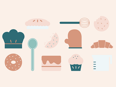 Bakery icons 🧁🥣😋 bakery design branding digital art digital illustration food design graphic design icon icon design iconography icons secondary logo visual identity