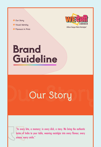 Brand Guideline: WeDesi's Flavourful Identity brand brand design brand guidelines brand identity branding case study catering food food catering fusion food identity design visual identity