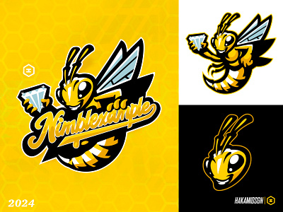 NIMBLEXAMPLE LOGO FOR CLIENT animation baseballogo basketballogo bee beelogo branding brandinglogo gaminglogo graphic design illustration logo logobee mascot motion graphics sportbranding sportslogo