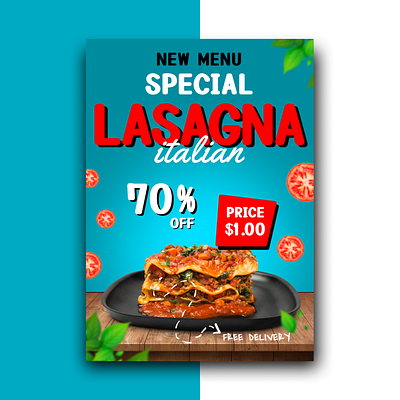 Lasagna Flyer Design branding color design figma flyer food foodie graphic design illustration italy lasagna layout vector