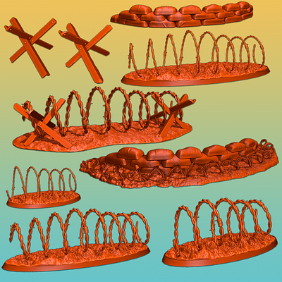 Urban city diorama assets - Defensive structrues 3d model 3d modelling 3d printing 3d sculpt 3d sculpting assets barbed blender diorama props sandbags scenery wire