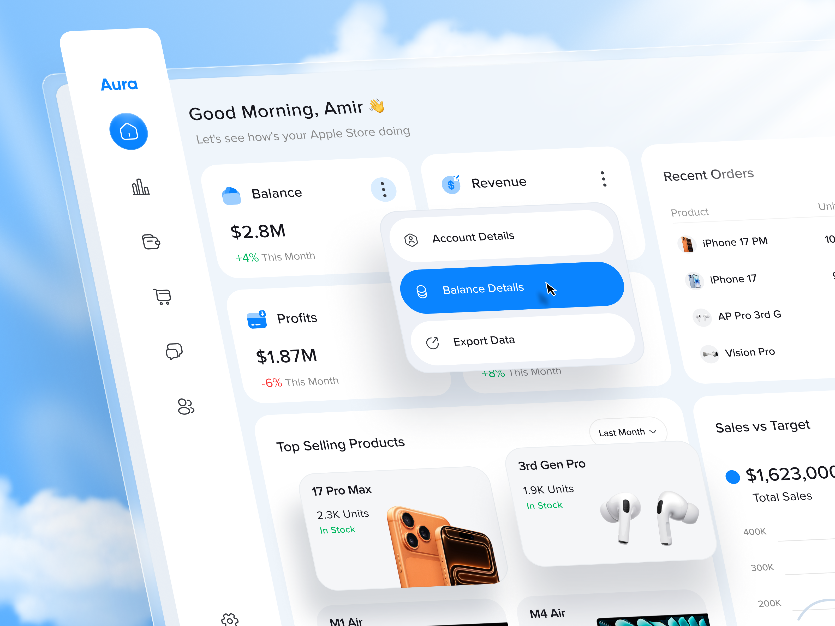 Aura - Minimalist Apple Store Dashboard apple clean dashboard finance minimal minimalist ui uiux ux