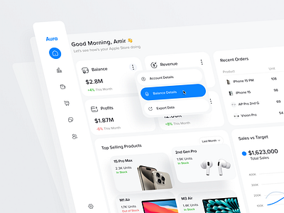 Aura - Minimalist Apple Store Dashboard apple clean dashboard finance minimal minimalist ui uiux ux