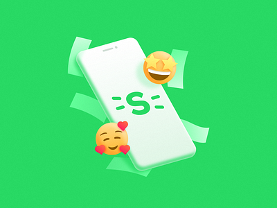 Join Stimulus! 3d app bills branding emoji giveaway gradient happy illustration illustrator iphone light love money phone shadow smile ui vector