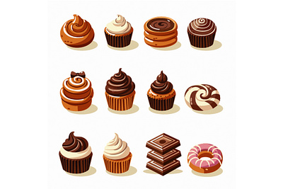 Collection Hand Drawn Chocolate Bars Illustration background bakery bar cacao cadburry cake candy caramel chocolate clipart cocoa cupcake donut flavor food icon oreo sweet wafer waffle