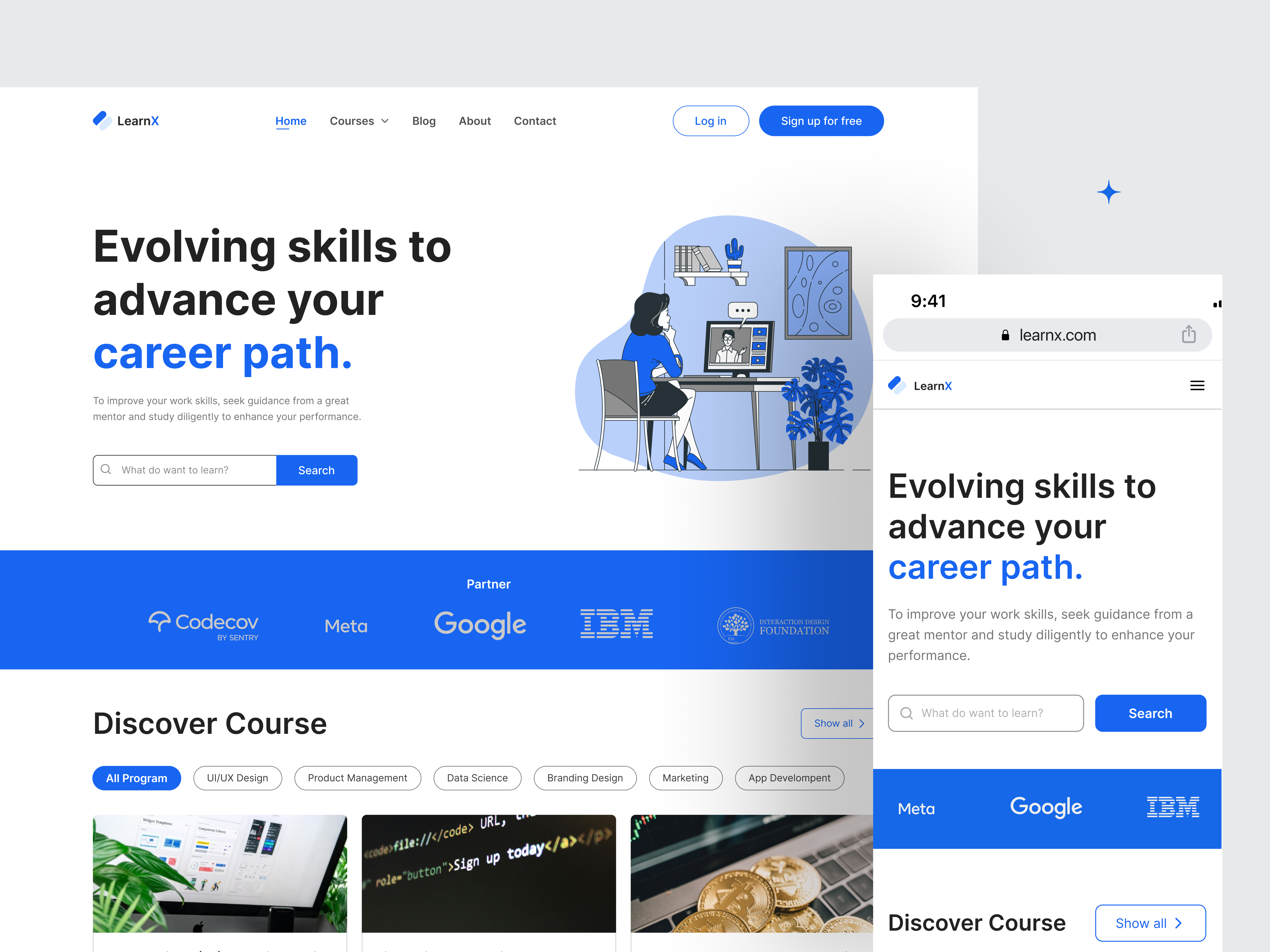 E-Learning Landing page courses e learning e learning website edtech education education platform education website elearning landing page learning learning website minimal online online course online learning responsive teching trendy web design website