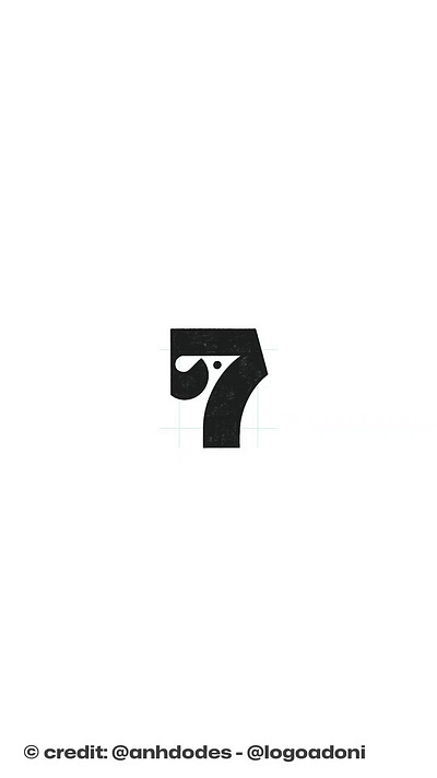 Number 7 bird typography logo for sale branding design illustration logo logo design logo designer logodesign minimalist logo minimalist logo design negative space logo