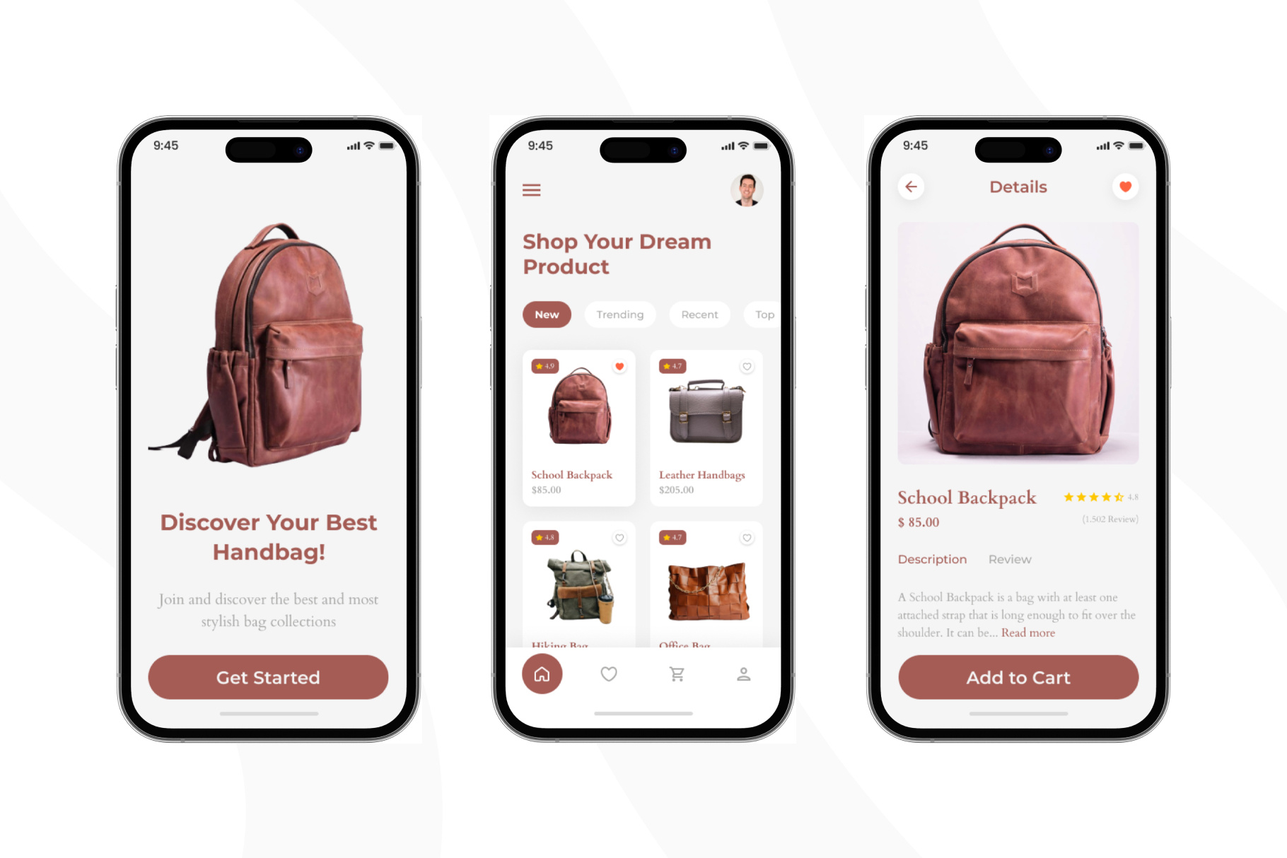 Baggies - Bag Store Mobile App UI Kit accessories app backpack bag design fashion freelance graphic design modern professional project shop simple store ui ux vector