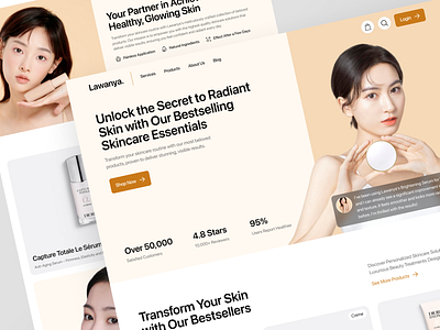 Lawanya - Skincare Product Landing Page beauty beauty landing page beauty website body care clean clinic commerce e commerce face care health landing page makeup market marketplace section self care skin skincare web design website