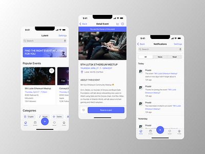 Lutent - Your Ultimate Event Guide in Lutsk Mobile App app app design conference design event halo minimal mobile parade service social ticket tubik ui ux web