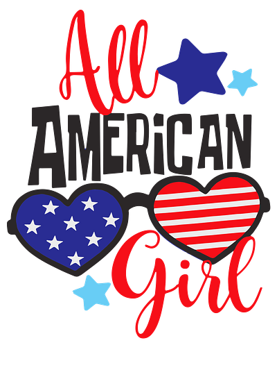 All American Girl 4th Of July PNG