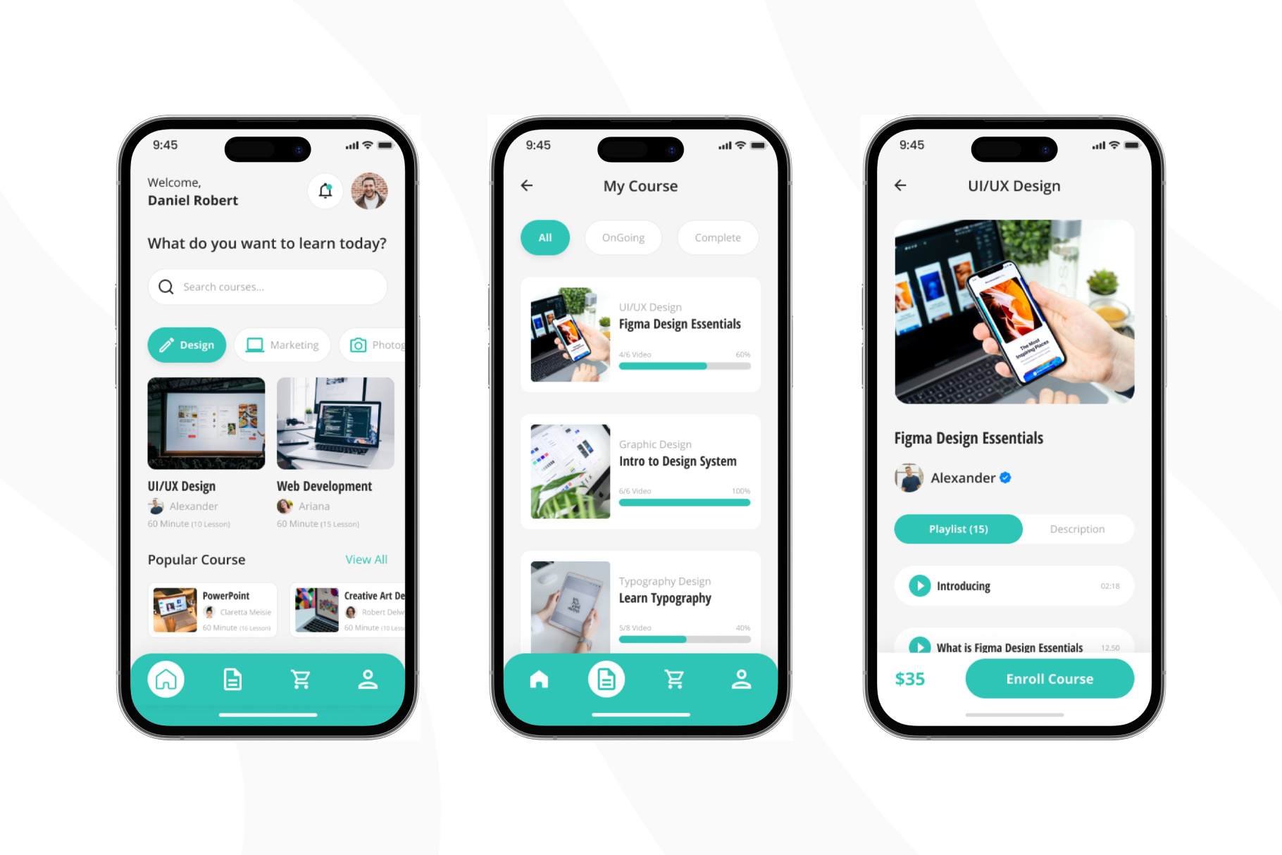 Learching - Online Course Mobile App UI Kit app branding course design freelance graphic design learning mobile mobile app modern professional project school screen sharing simple study ui ux vector