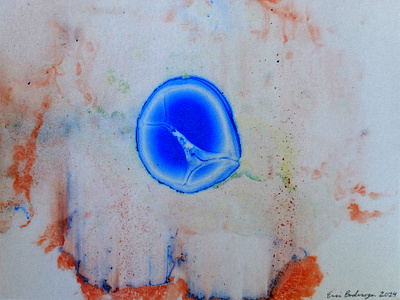 JELLY-SLICE abstract alcohol ink gradient illustration ink mixed media monoprint oil organic print vegetable oil