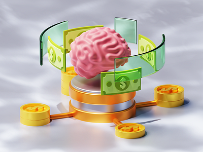 3D Invest Intelligently 3d 3d art 3d blender 3d illustration 3d modeling 3d shape blender brain branding c4d cinema4d colorful design finance fintech graphic design illustration investment isometric money