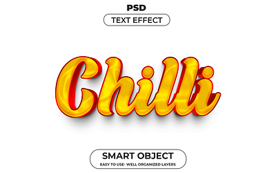 Chilli '' Editable PSD Text Effect Style 3d chilli chilli 3d editable psd text chilli 3d text editable psd text effect graphic design hot hot text psd text effect text effect text style