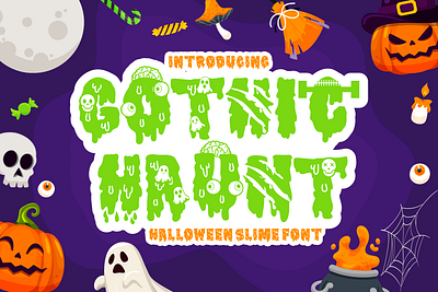 Halloween Slime Font - Gothic Haunt branding business display film fun playful greeting cards halloween horror kids logo magazines monster packaging product design quirky design scary slime spooky stickers typography