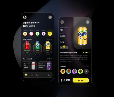 UI Design Soda Mobile App appdesign graphic design mobile mobiledesign ui uiapp uiux ux uxui webdesign webui