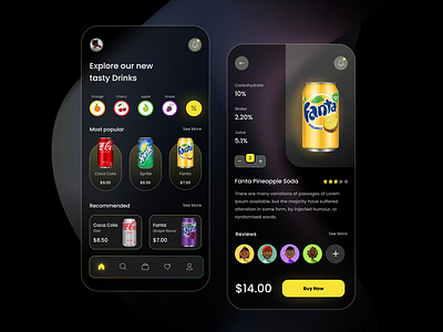 UI Design Soda Mobile App appdesign graphic design mobile mobiledesign ui uiapp uiux ux uxui webdesign webui
