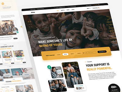 Charity & Helping People - Landing page UI Design 🧡 charity theme donate people donation helping people homeless people interface landing page landing page theme template design ui ui design ui template website design