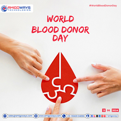 Happy World Blood Donor Day 2024 From Amigoways 🩸❤️ amigoways amigowaysappdevelopers amigowaysteam branding