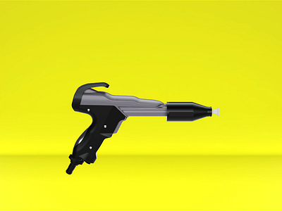 "Strong 3000 Painting Pistol" animation 3000 3d 3dsmax animation blue chaos phoenix industry motion motion graphics paint painting pistol powder rendering rhinoceros strong yellow