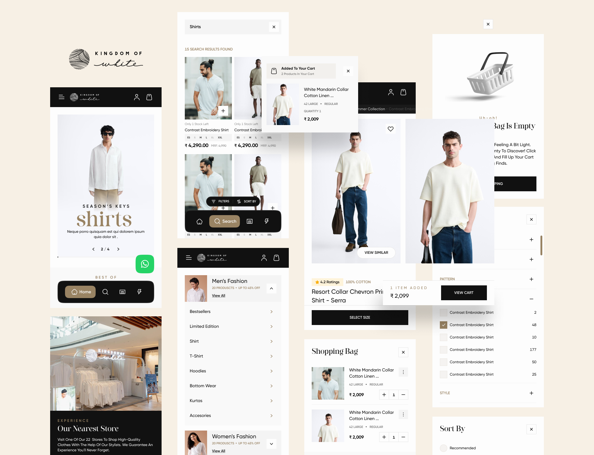 Kingdom Of White app case study fashion app kingdom of white mens fashion research typography ui ux ux design womens fashion