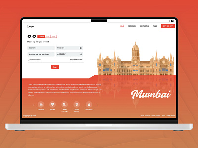 City Portal UI city portal ui dashboard ui flat ui login ui mumbai portal orange color portal ui red color web ui