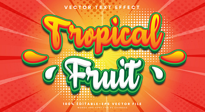 Tropical Fruit 3d editable text style Template juicy