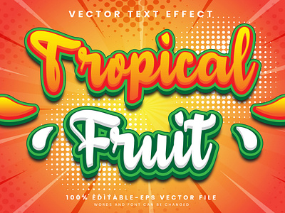 Tropical Fruit 3d editable text style Template juicy