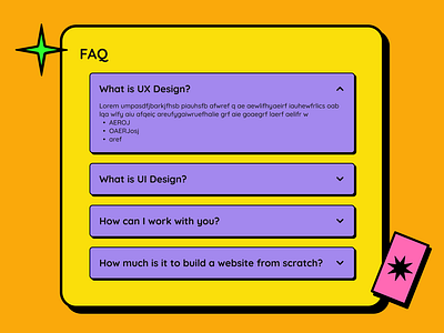 Day 25 of improving my UI skills · #25 Design a FAQ page brutalism card challenge faq neobrutalism ui