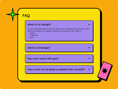 Day 25 of improving my UI skills · #25 Design a FAQ page brutalism card challenge faq neobrutalism ui